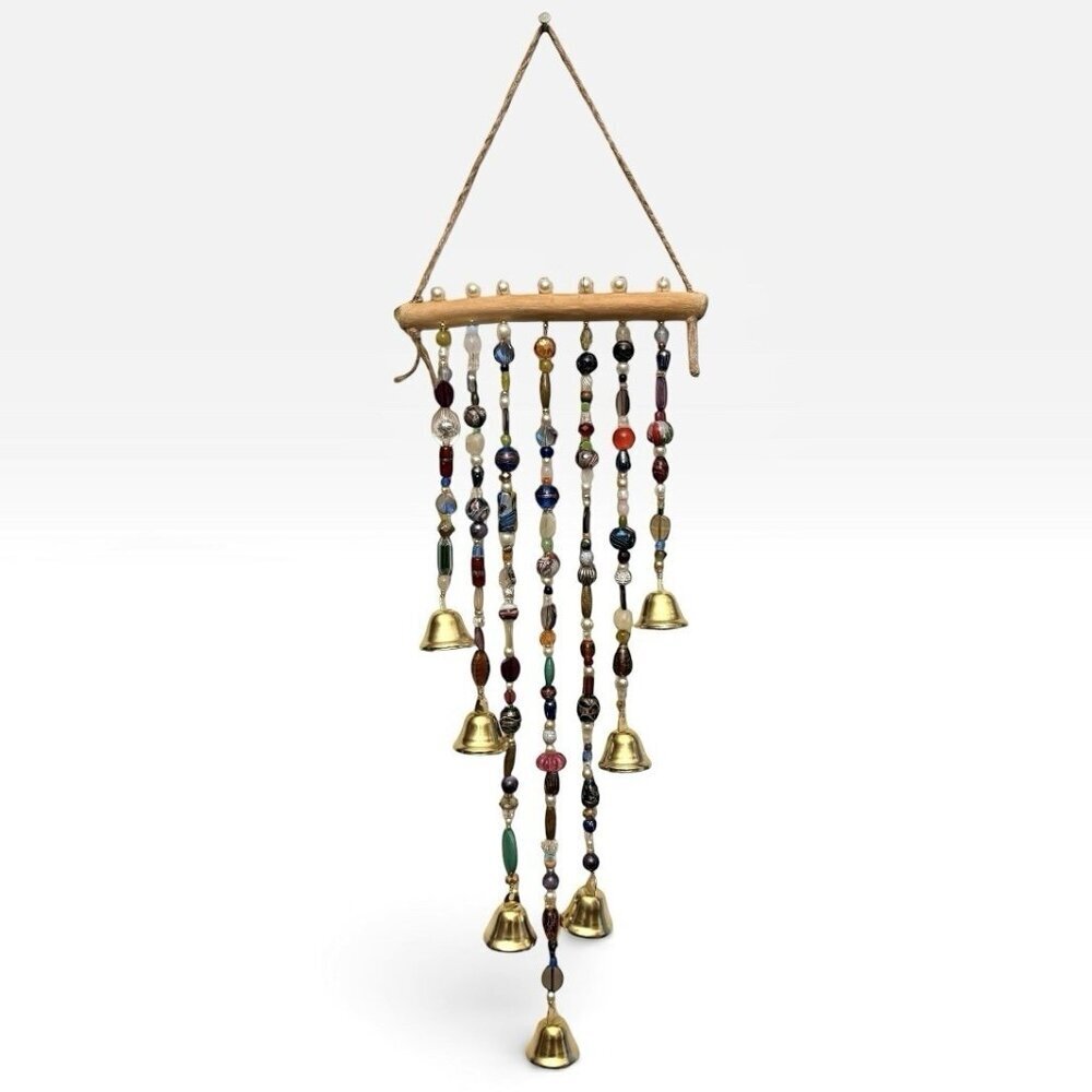 REIMAGINED Glass Bead Wind Chime Suncatcher Brass Bells
